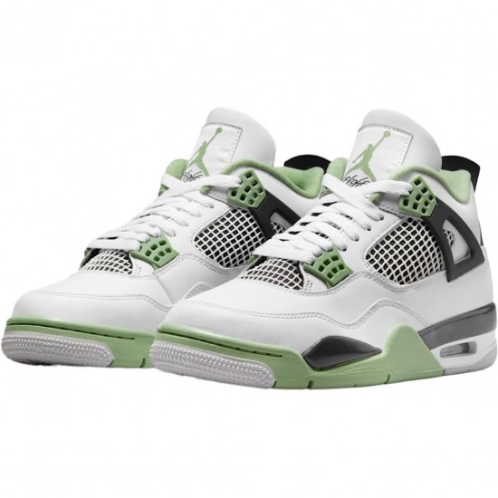 Air Jordan 4 Retro White Oil Green Dark Ash White/Seafoam/Dark Ash/Neutral Grey AQ9129-103