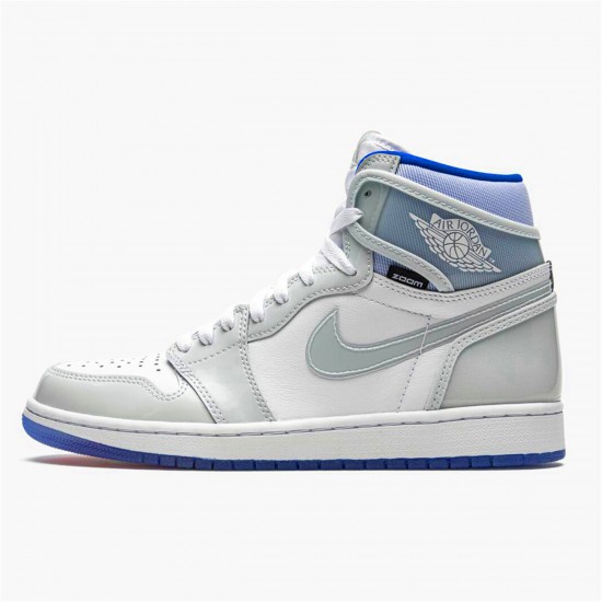 CK6637-104 Jordan 1 Retro High Zoom White Racer Blue Jordan Scarpe Donna/Uomo