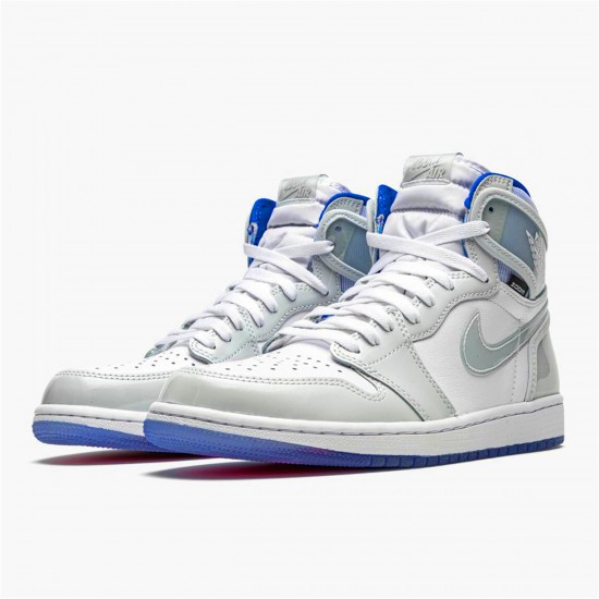 CK6637-104 Jordan 1 Retro High Zoom White Racer Blue Jordan Scarpe Donna/Uomo