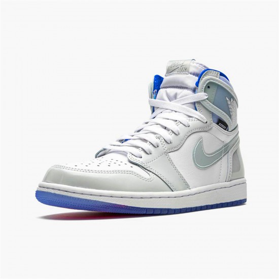 CK6637-104 Jordan 1 Retro High Zoom White Racer Blue Jordan Scarpe Donna/Uomo