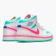 555112-102 Jordan 1 Mid White Pink Green Soar Jordan Scarpe Donna