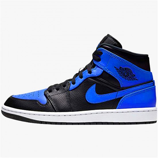 554724-077 Jordan 1 Mid Hyper Royal Tumbled Leather Jordan Scarpe Donna/Uomo