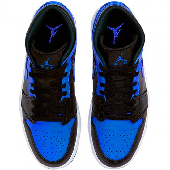 554724-077 Jordan 1 Mid Hyper Royal Tumbled Leather Jordan Scarpe Donna/Uomo