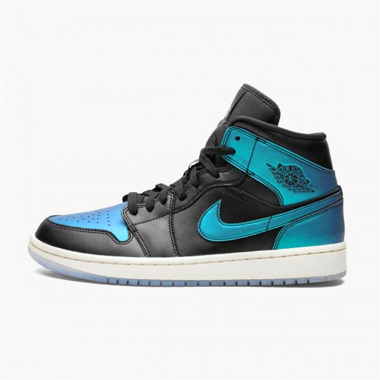 BQ6472-009 Jordan 1 Mid Iridescent Black Jordan Scarpe Donna/Uomo