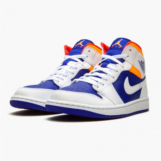 554724-131 Jordan 1 Mid Royal Blue Laser Orange Jordan Scarpe Donna/Uomo