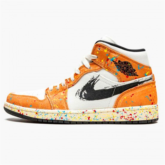 DA8005-100 Jordan 1 Mid SE Brushstroke Jordan Scarpe Donna/Uomo