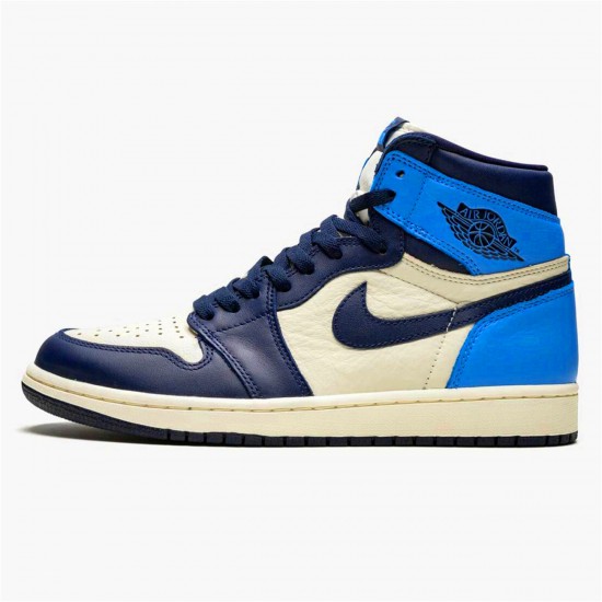 555088-140 Jordan 1 Retro High Obsidian UNC Jordan Scarpe Donna/Uomo