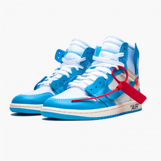 AQ0818-148 Jordan 1 Retro High Off-White University Blue Jordan Scarpe Donna/Uomo