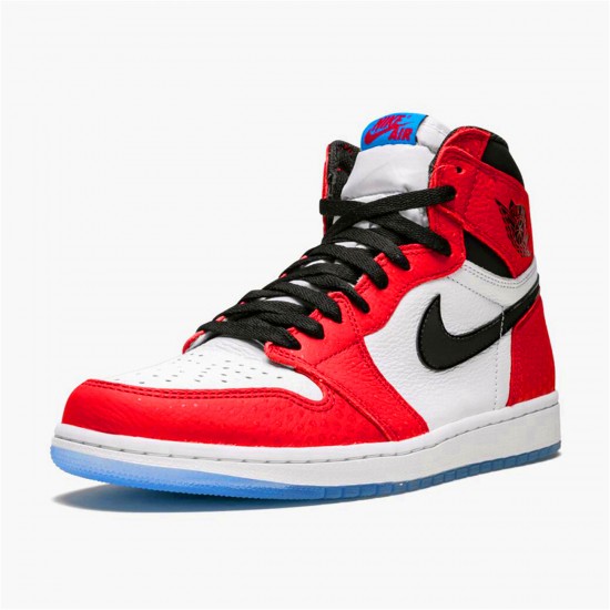 555088-602 Jordan 1 Retro High Spider-Man Origin Story Jordan Scarpe Uomo