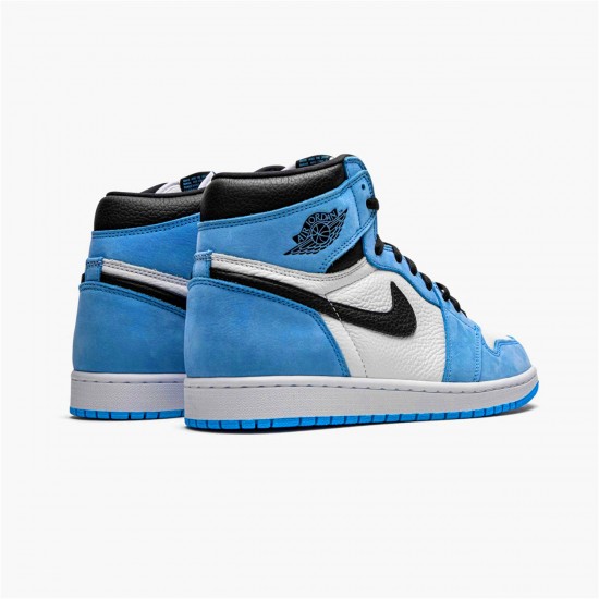 555088-134 Jordan 1 Retro High White University Blue Black Jordan Scarpe Donna/Uomo