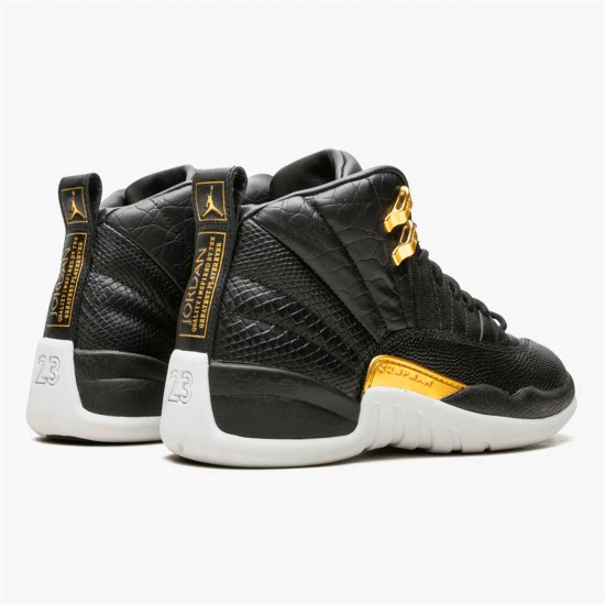 AO6068-007 Jordan 12 Retro Black Metallic Gold White Jordan Scarpe Donna/Uomo