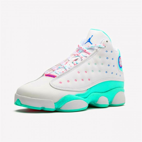 439358-100 Jordan 13 Retro White Soar Green Pink Jordan Scarpe Donna