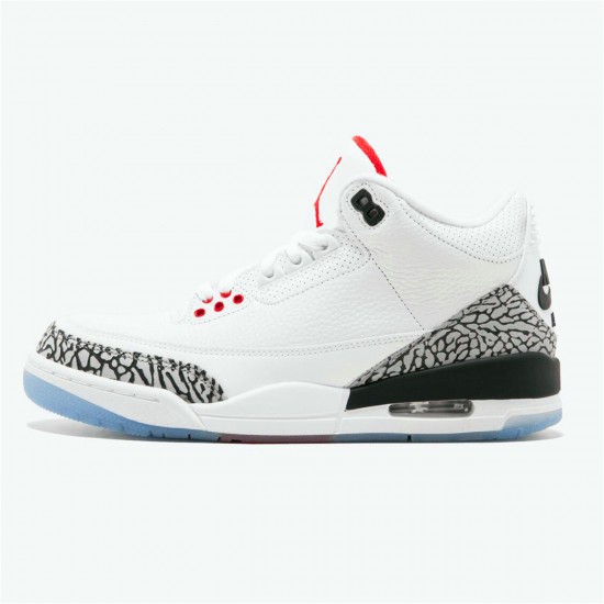 923096-101 Jordan 3 Retro Free Throw Line White Cement Jordan Scarpe Uomo